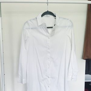 ADPT || Long Sleeve White Shirt Dress